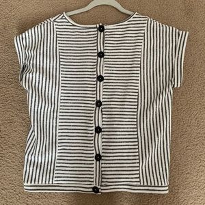 Anthropologie Once Upon a Dream Button-Back Striped T Shirt